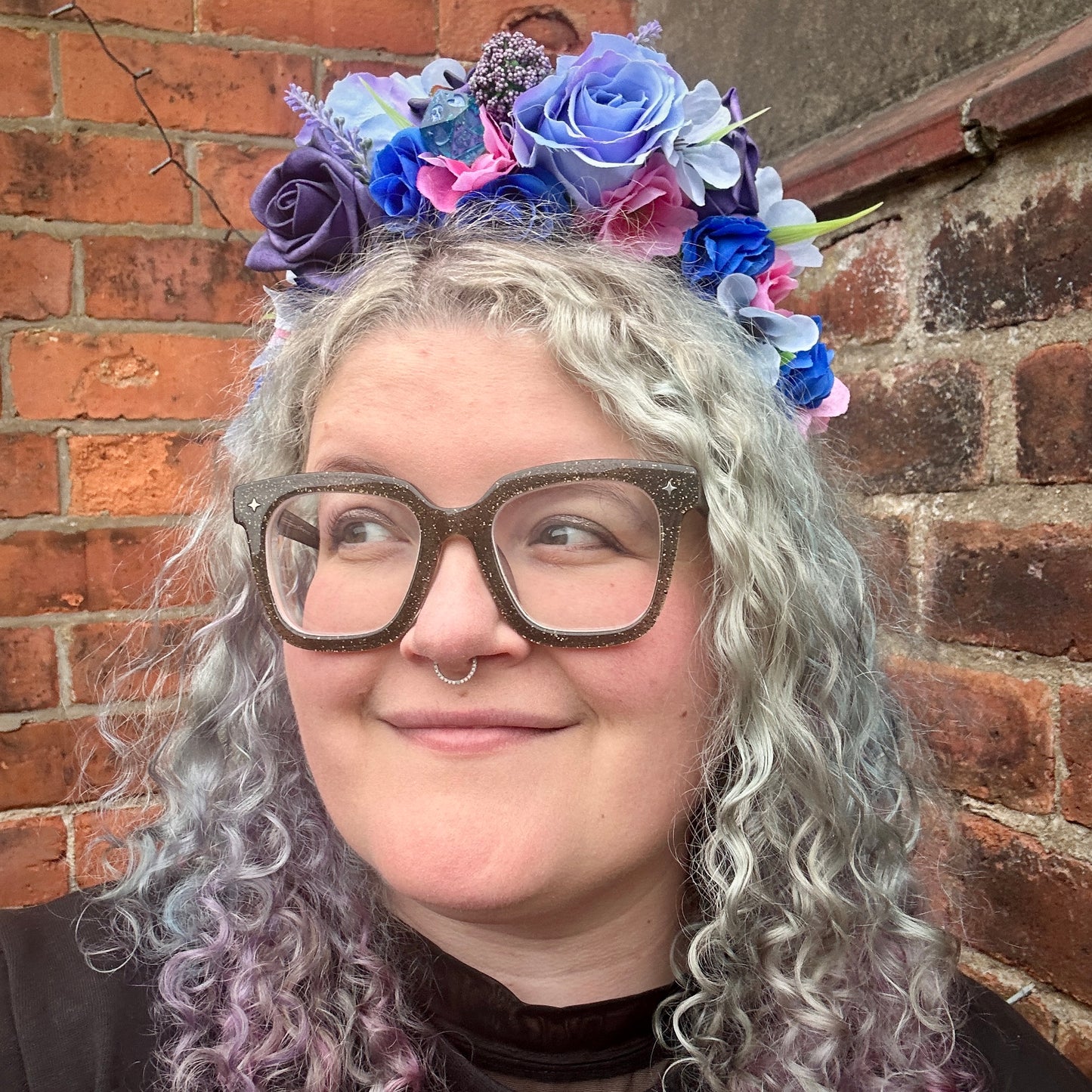 Purple, Pink & Blue D20 Handmade Flower Headband