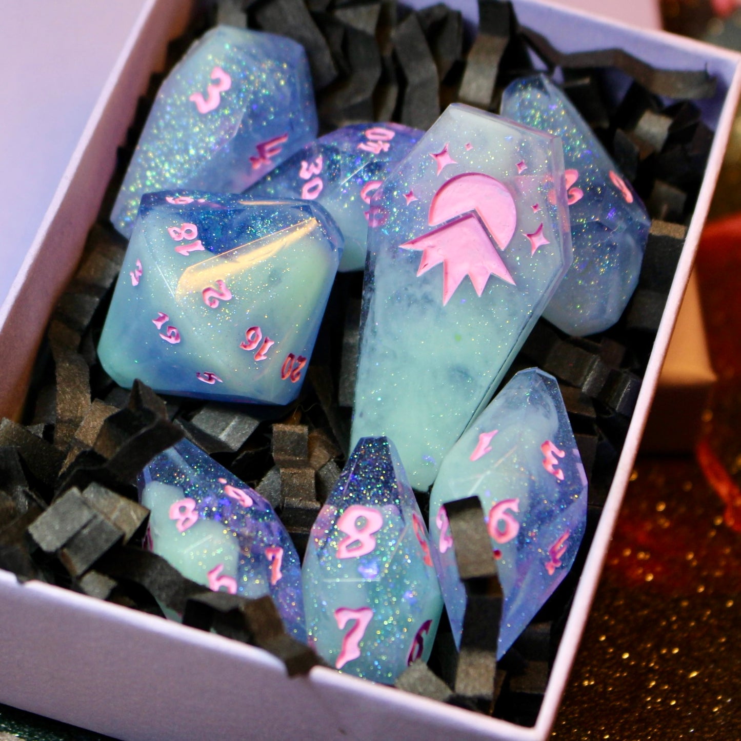 Pastel Nebula - Coffin 8 Piece Dice Set