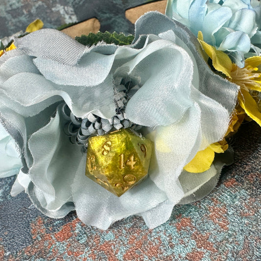 Yellow & Pale Blue D20 Handmade Flower Headband