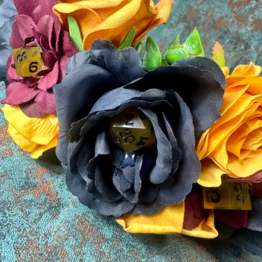 Orange & Black With Orange Dice Handmade Flower Crown