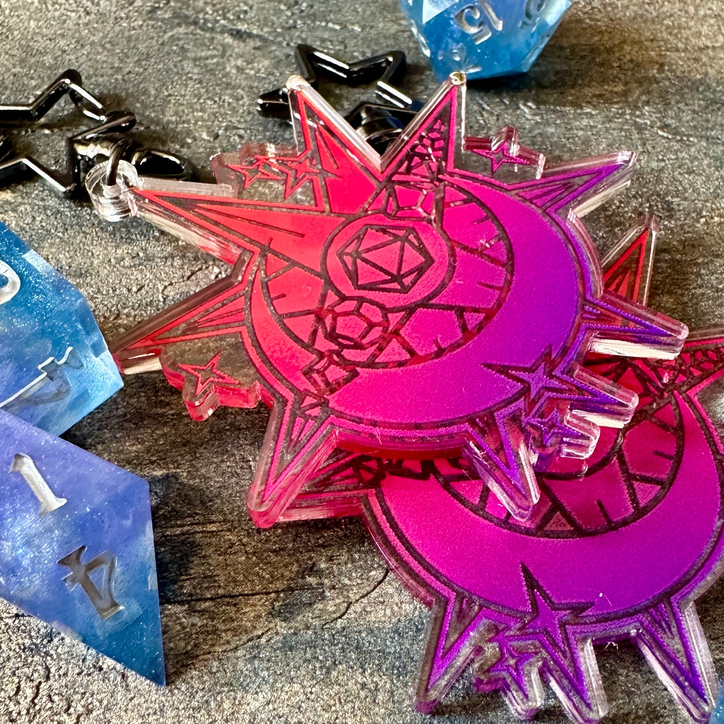 Sunset Moon & Star Acrylic Keyring