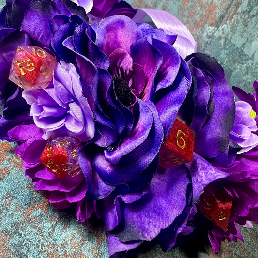 Purple & Pink With Red Dice Handmade Flower Crown