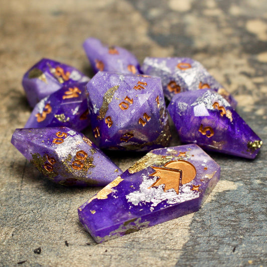 Gilded Lilacs - Coffin 8 Piece Dice Set