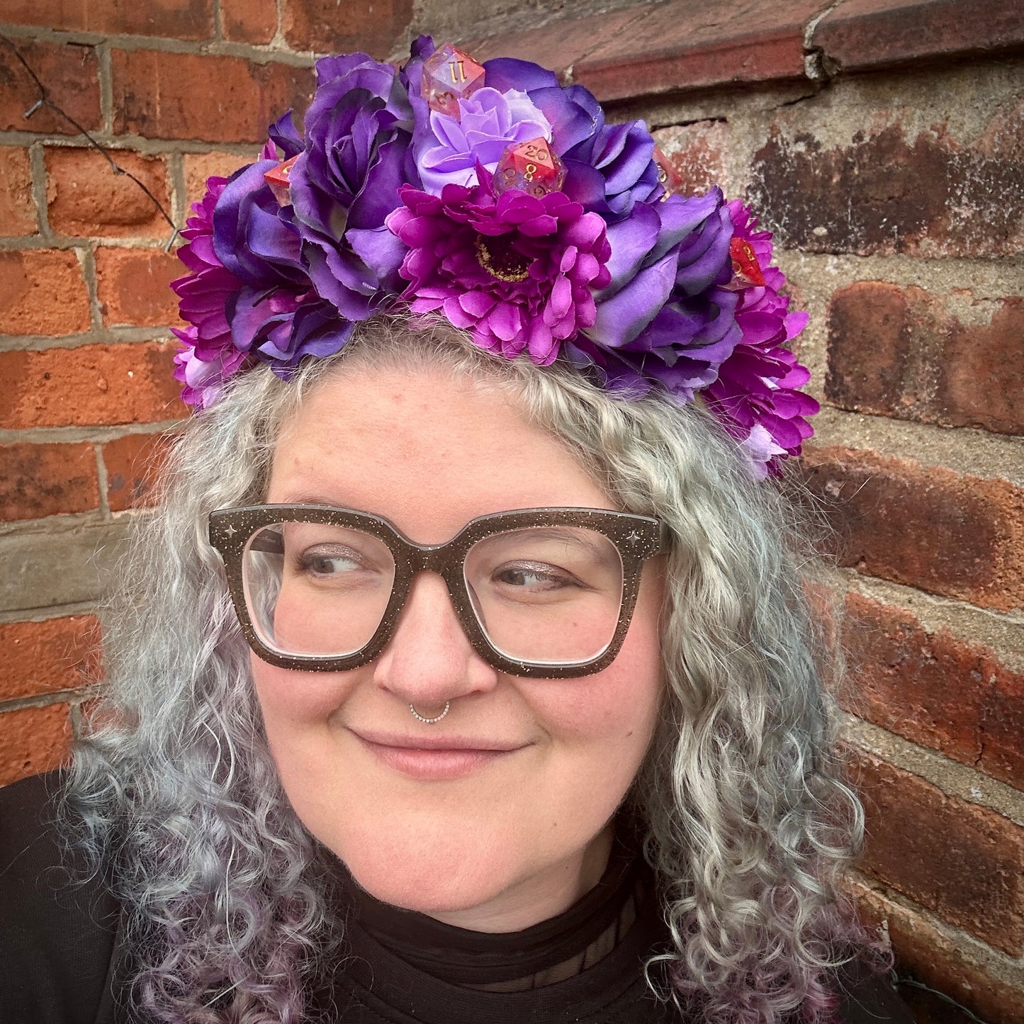 Purple & Pink With Red Dice Handmade Flower Crown