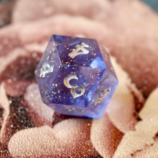 Lilac Sparkle Numbered 12 Sided Rhombic D4