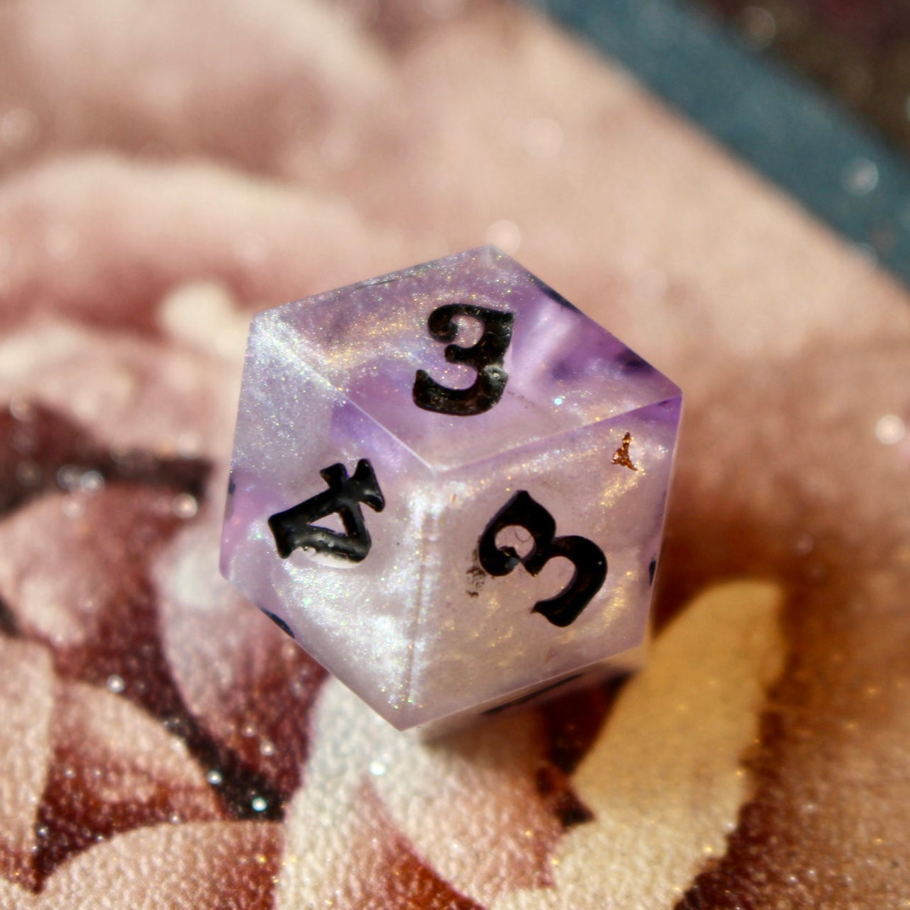 Pastel Goth Numbered 12 Sided Rhombic D4