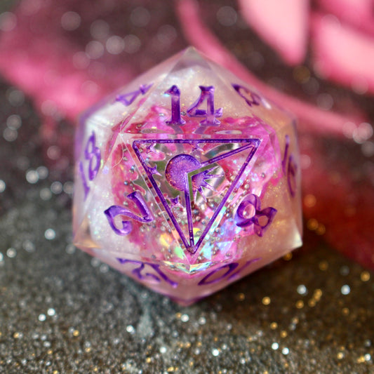 Baby Pink Spider Geode Logo Oversized 30mm D20