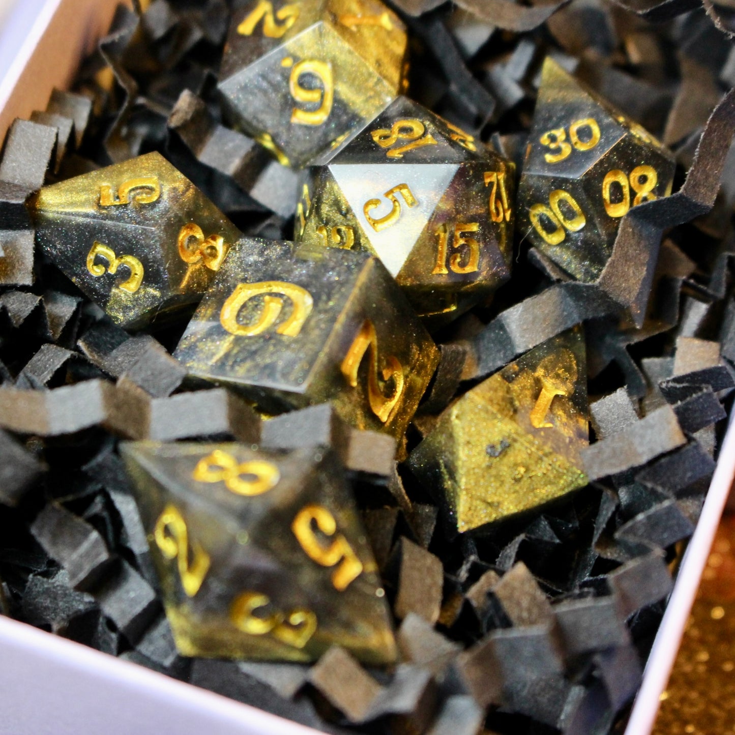 Golden Wisps - 7 Piece Dice Set