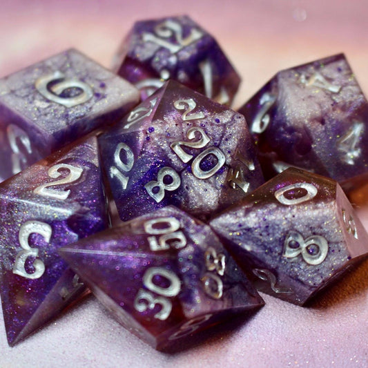 Frosted Mauve - 30mm oversized 7 Piece Handmade Polyhedral Dice Set