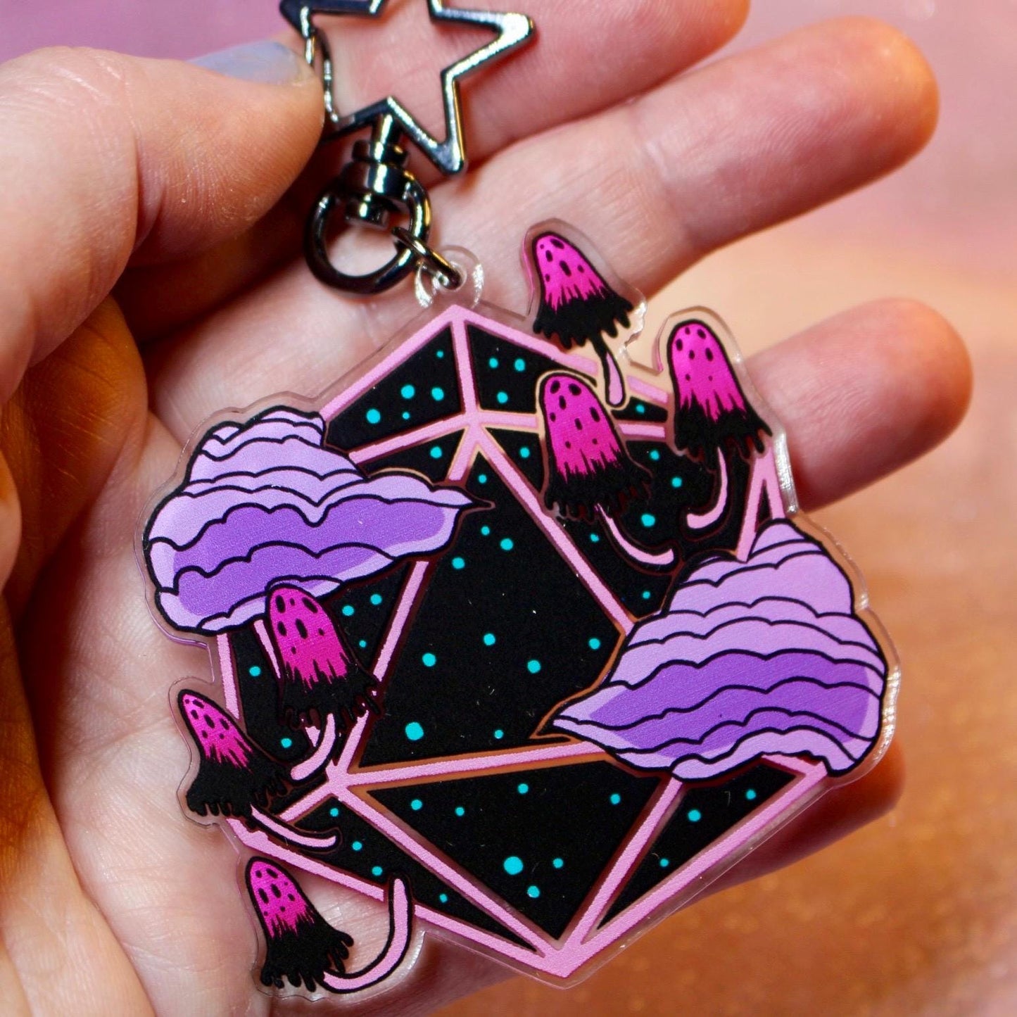 Mushroom Dice Acrylic Keyring