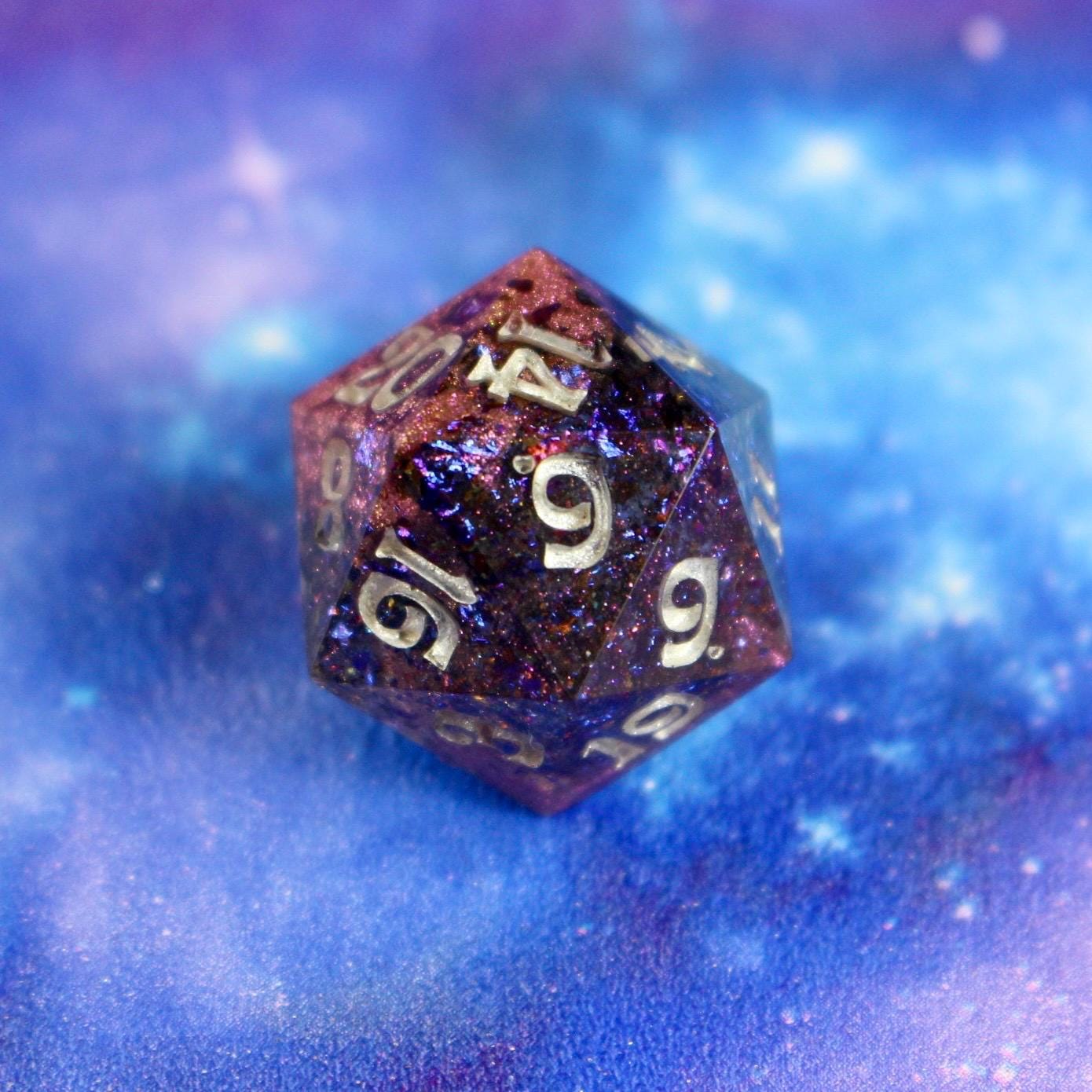 Crackle Single Handmade Logo D20 Dice