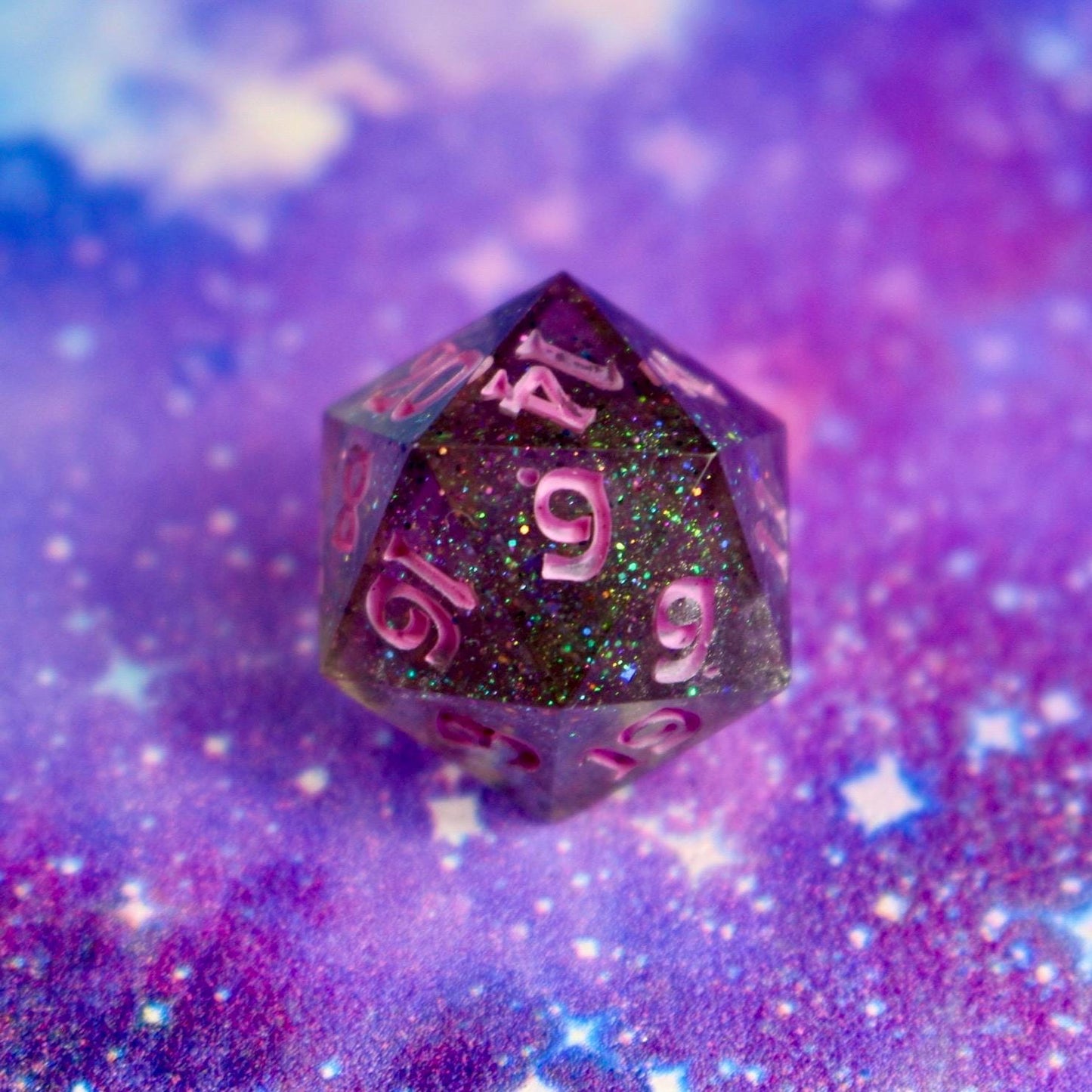 Pink Glitter Galaxy Single Handmade Logo D20