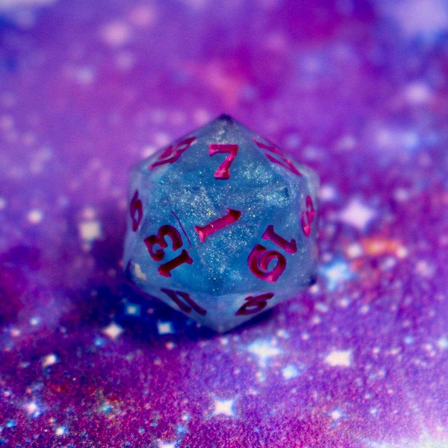 Sky Blossom Single Handmade Logo D20 Dice