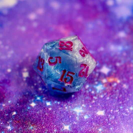 Sky Blossom Single Handmade Logo D20 Dice