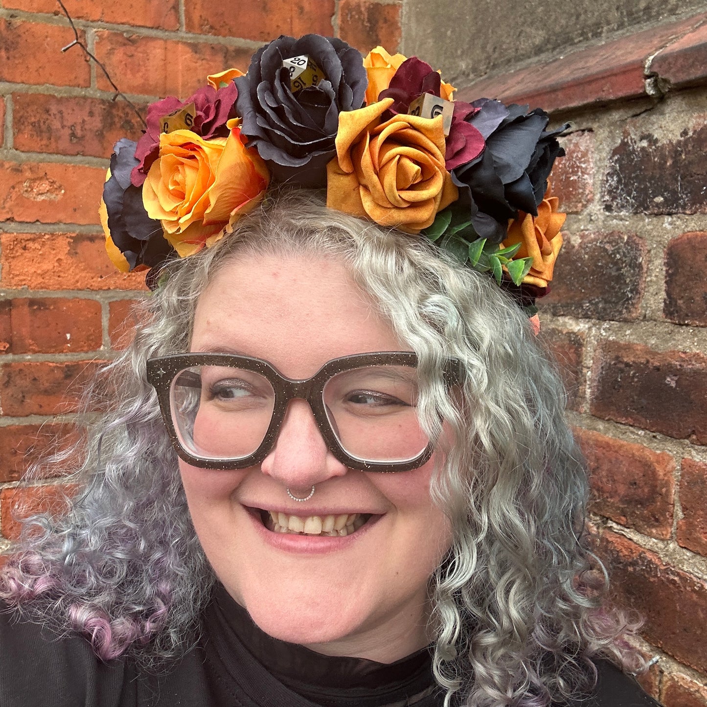Orange & Black With Orange Dice Handmade Flower Crown