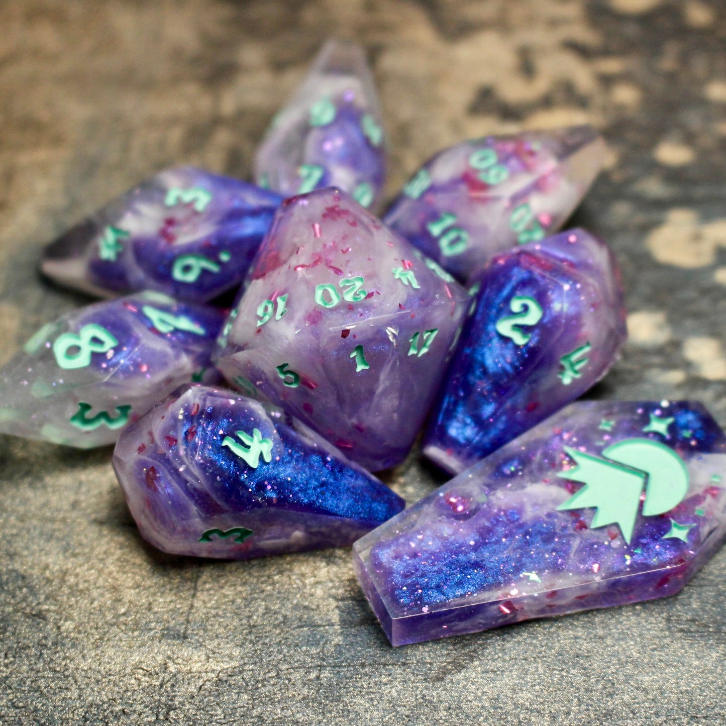 Spectral Nebula - Coffin 8 Piece Dice Set