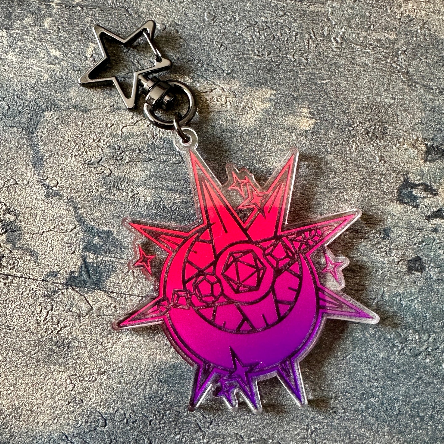 Sunset Moon & Star Acrylic Keyring