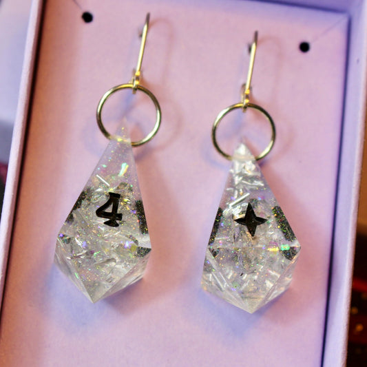 Glittering Number & Star Mix D4 Drop Earrings