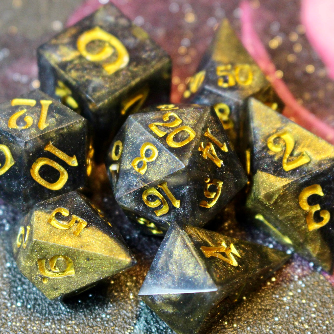 Golden Wisps - 7 Piece Dice Set