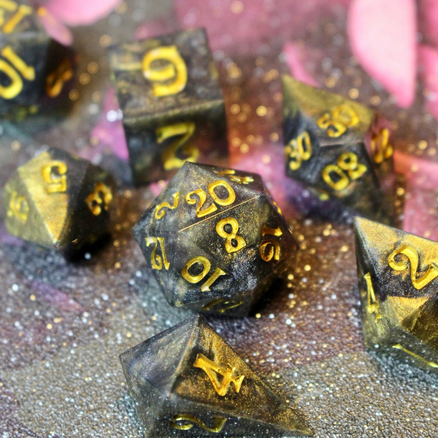 Golden Wisps - 7 Piece Dice Set