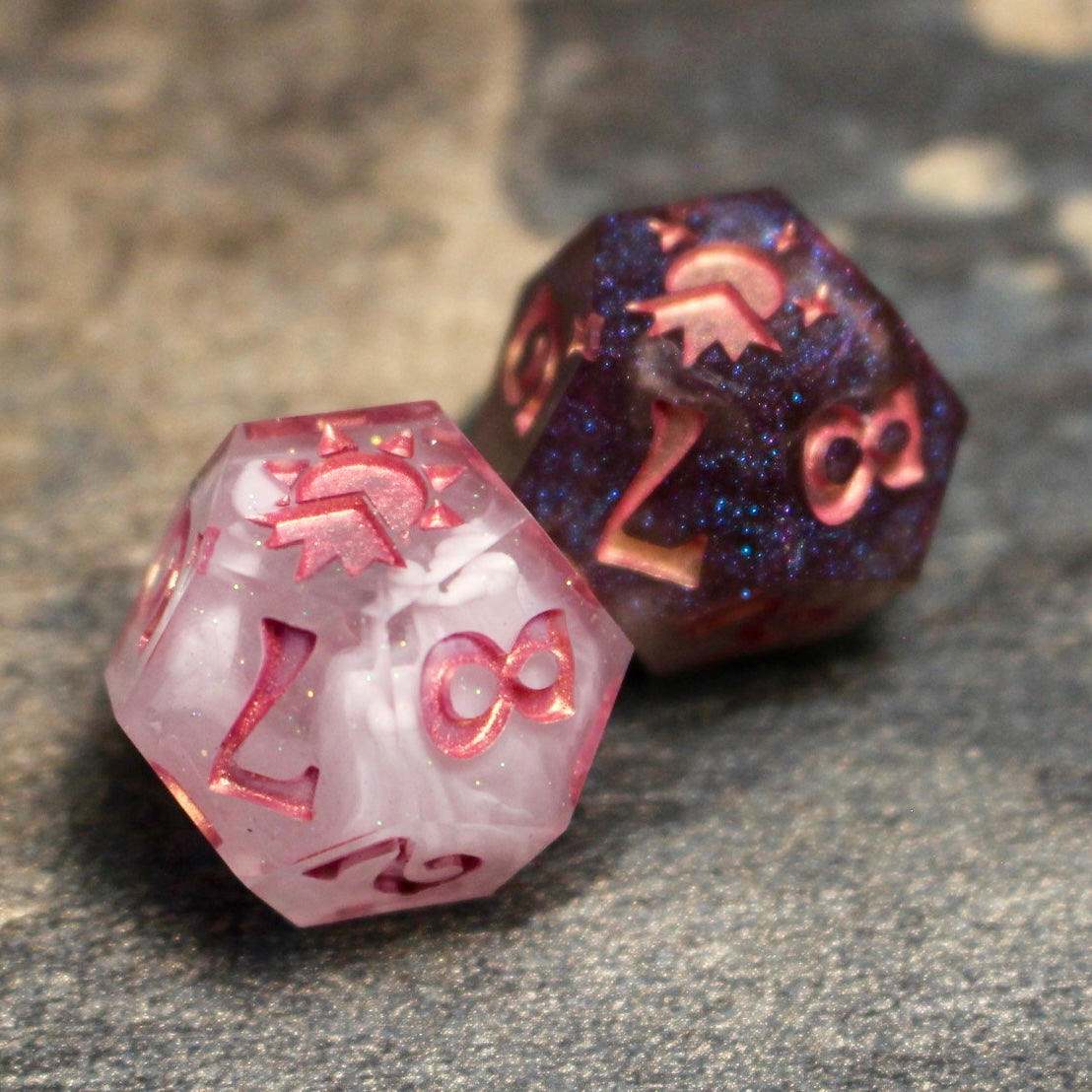 Rosey Mists Night and Day Duality D12 pair