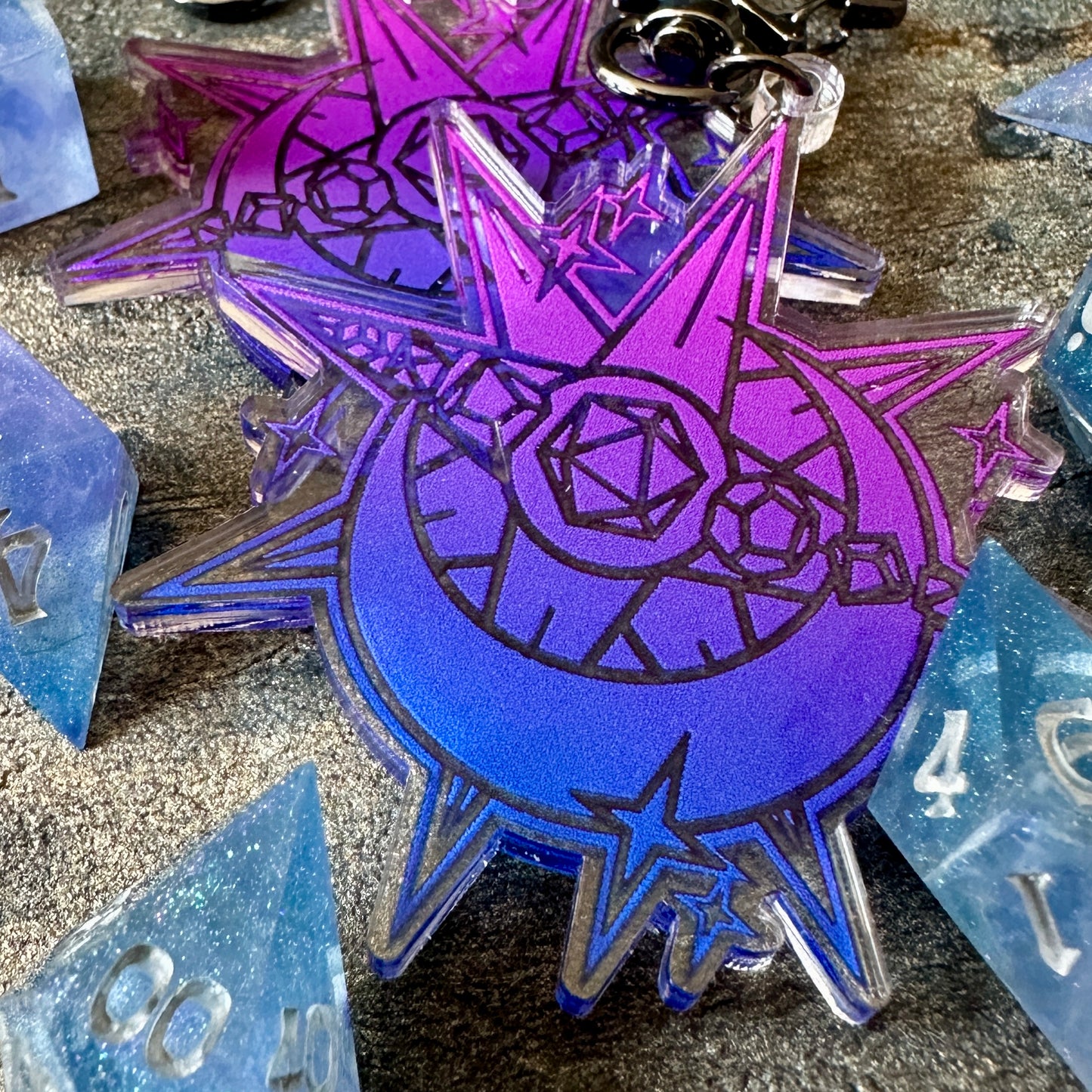 Dusk Moon & Star Acrylic Keyring