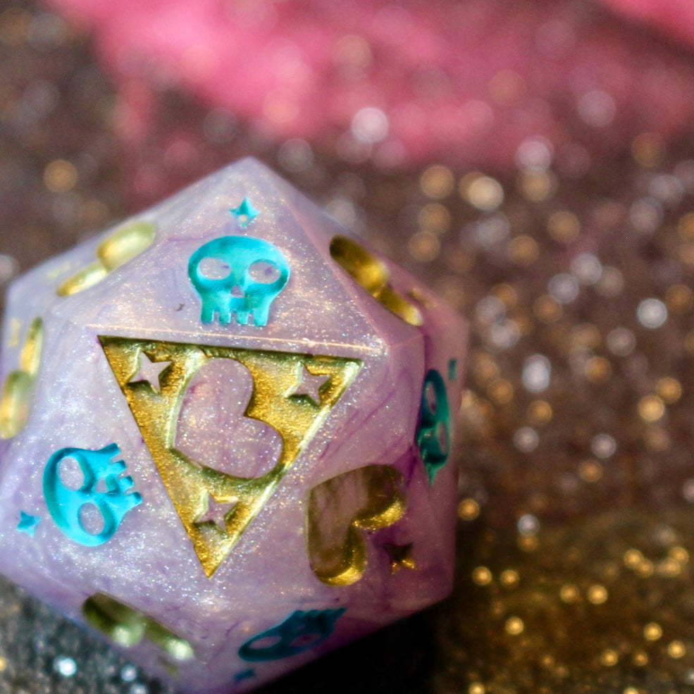 Pearly purple Death Save D20