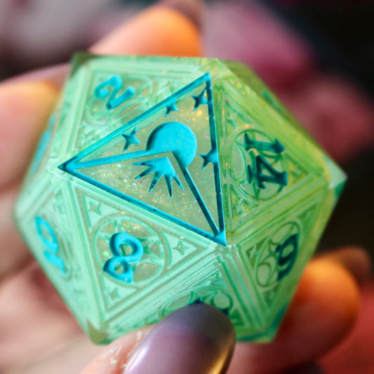 Ghostly Reflections Lunar Stained Glass Logo Giant Double Cast 50mm D20