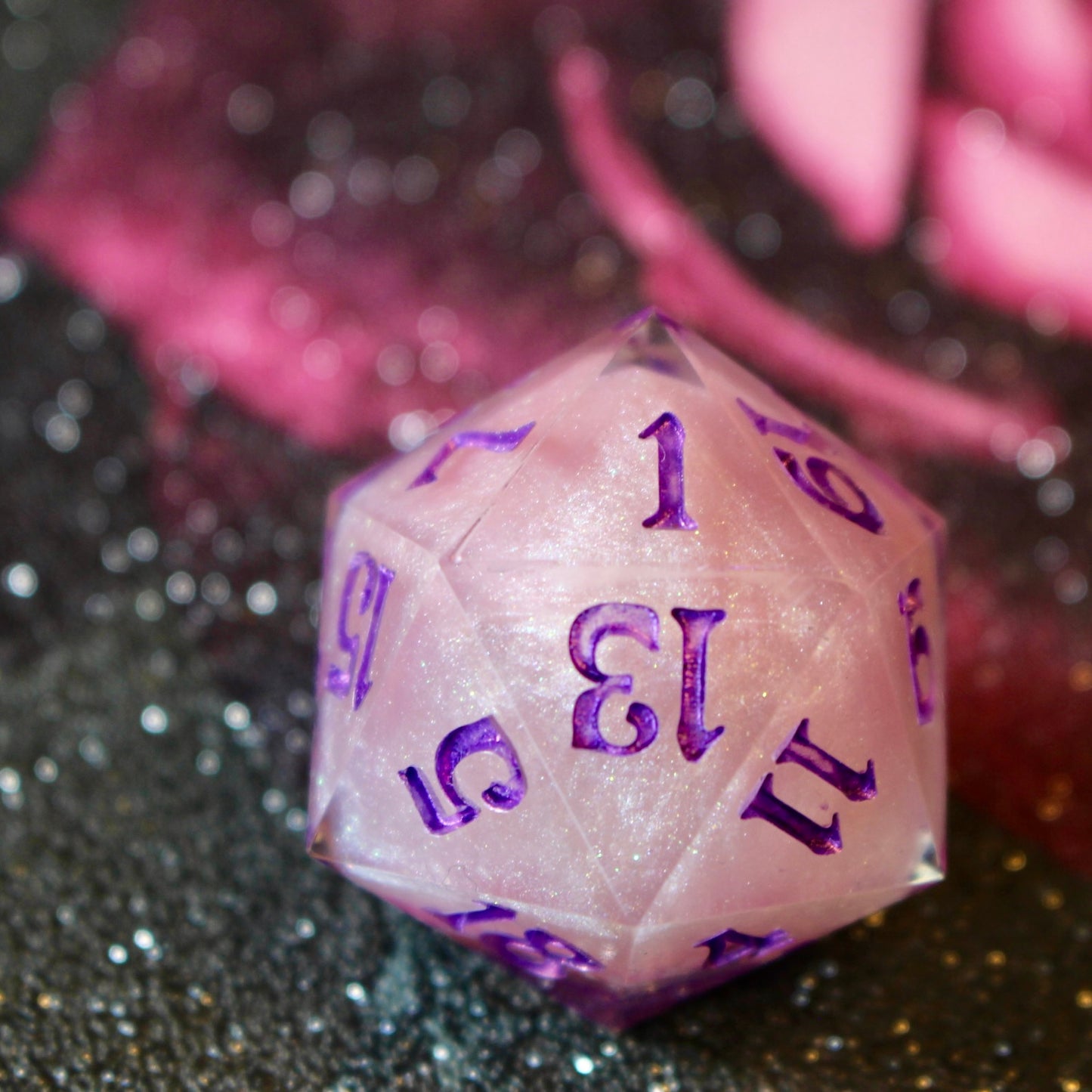 Baby Pink Spider Geode Logo Oversized 30mm D20