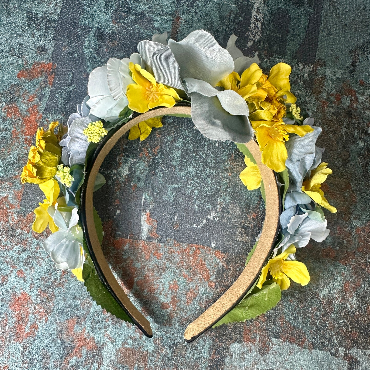 Yellow & Pale Blue D20 Handmade Flower Headband