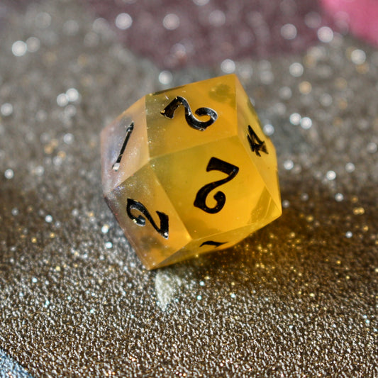 Amber Numbered 12 Sided Rhombic D4