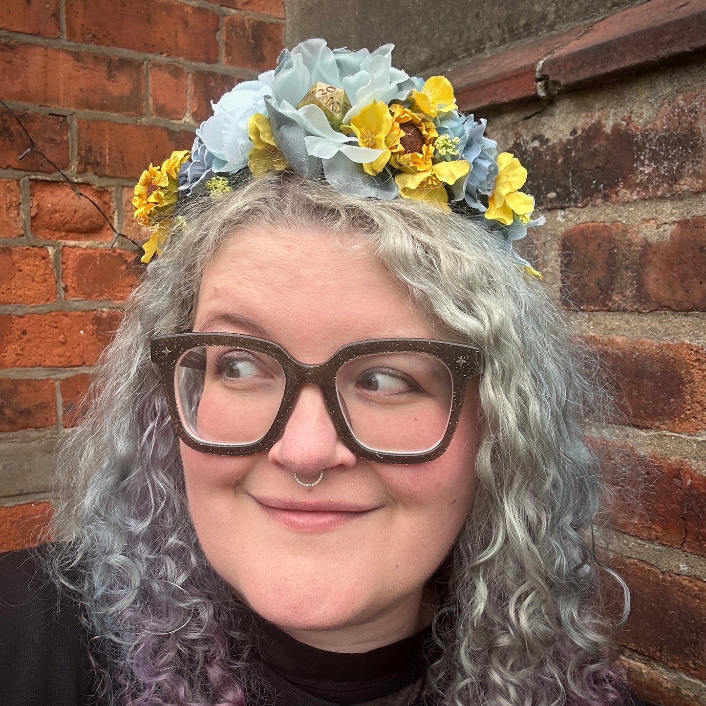 Yellow & Pale Blue D20 Handmade Flower Headband