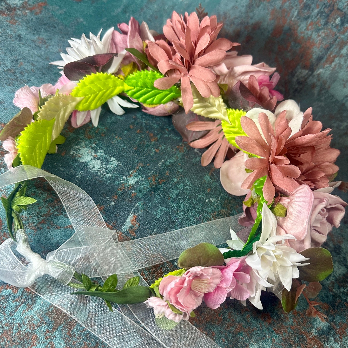 Pale Pink With Dice Handmade Flower Crown