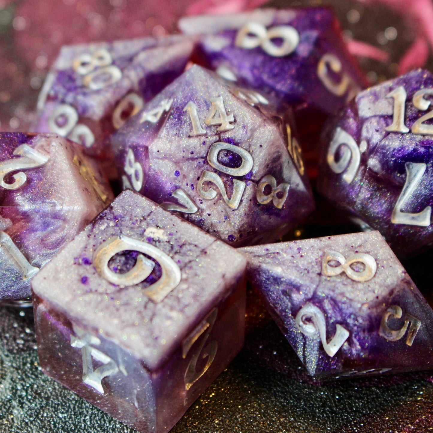 Frosted Mauve - 30mm oversized 7 Piece Dice Set
