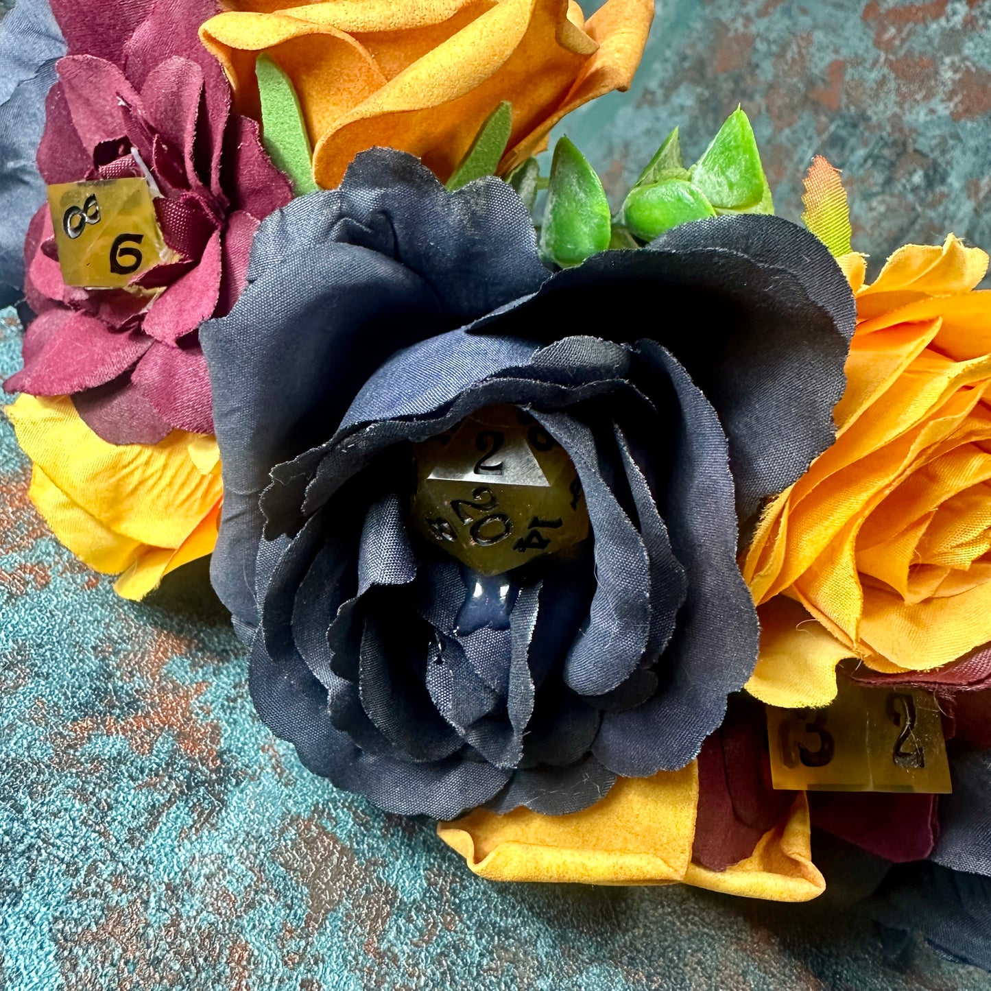 Orange & Black With Orange Dice Handmade Flower Crown