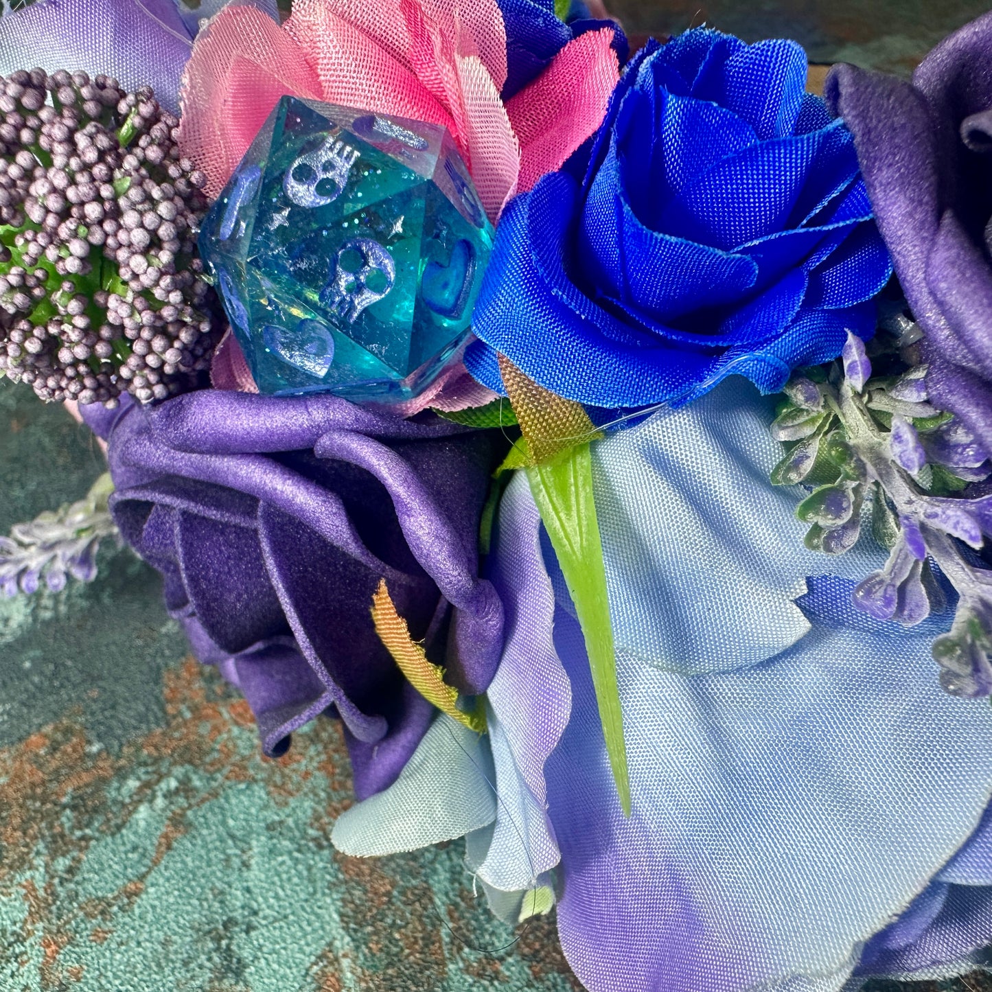 Purple, Pink & Blue D20 Handmade Flower Headband