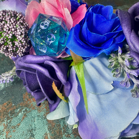 Purple, Pink & Blue D20 Handmade Flower Headband