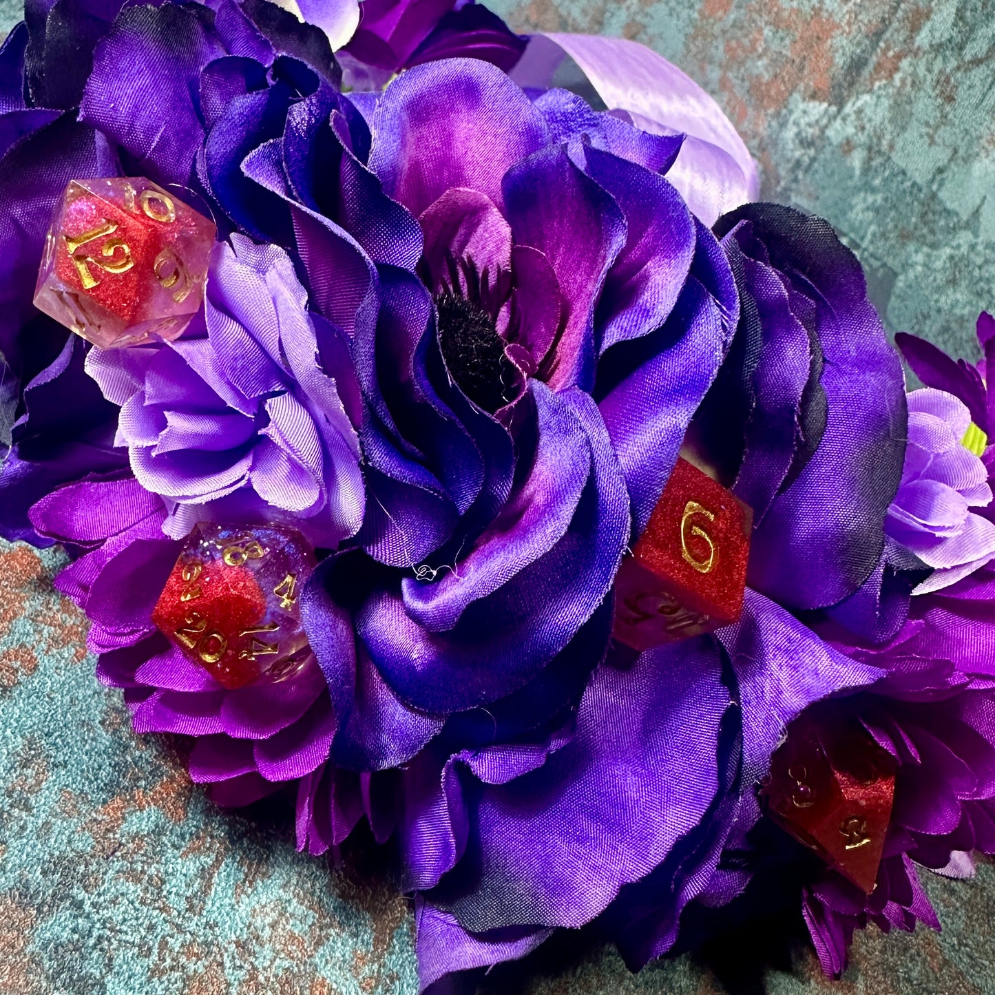 Purple & Pink With Red Dice Handmade Flower Crown