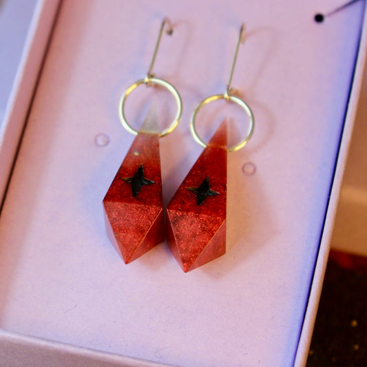 Red Dainty Star D4 Drop Earrings