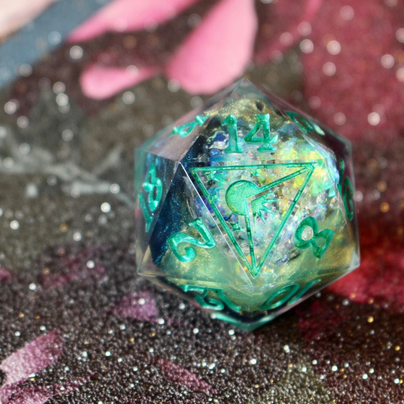 Green Cosmos Geode Logo Oversized 30mm D20