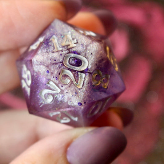Frosted Mauve - 30mm oversized 7 Piece Dice Set