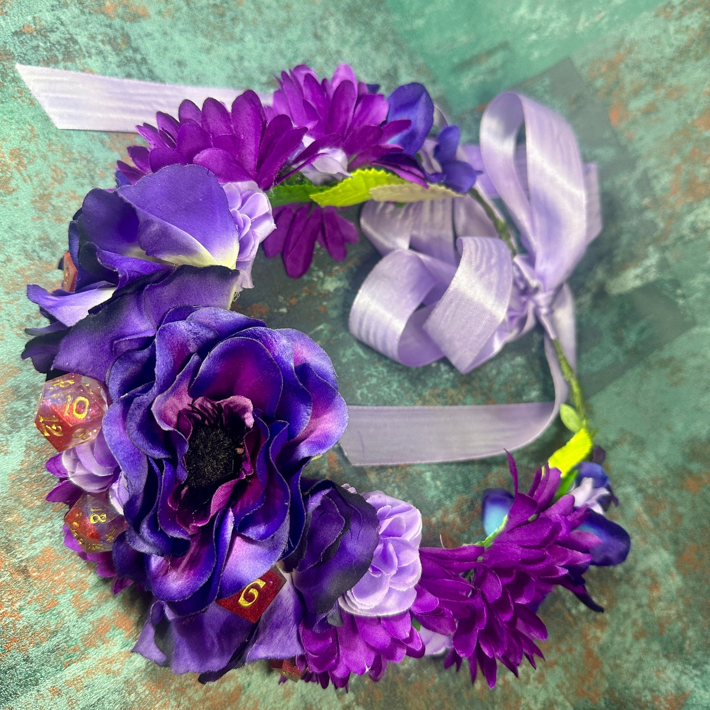 Purple & Pink With Red Dice Handmade Flower Crown