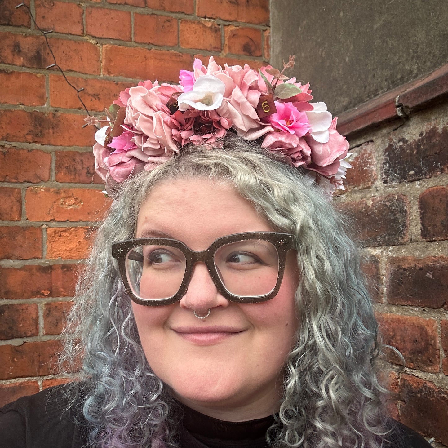 Pale Pink With Dice Handmade Flower Crown