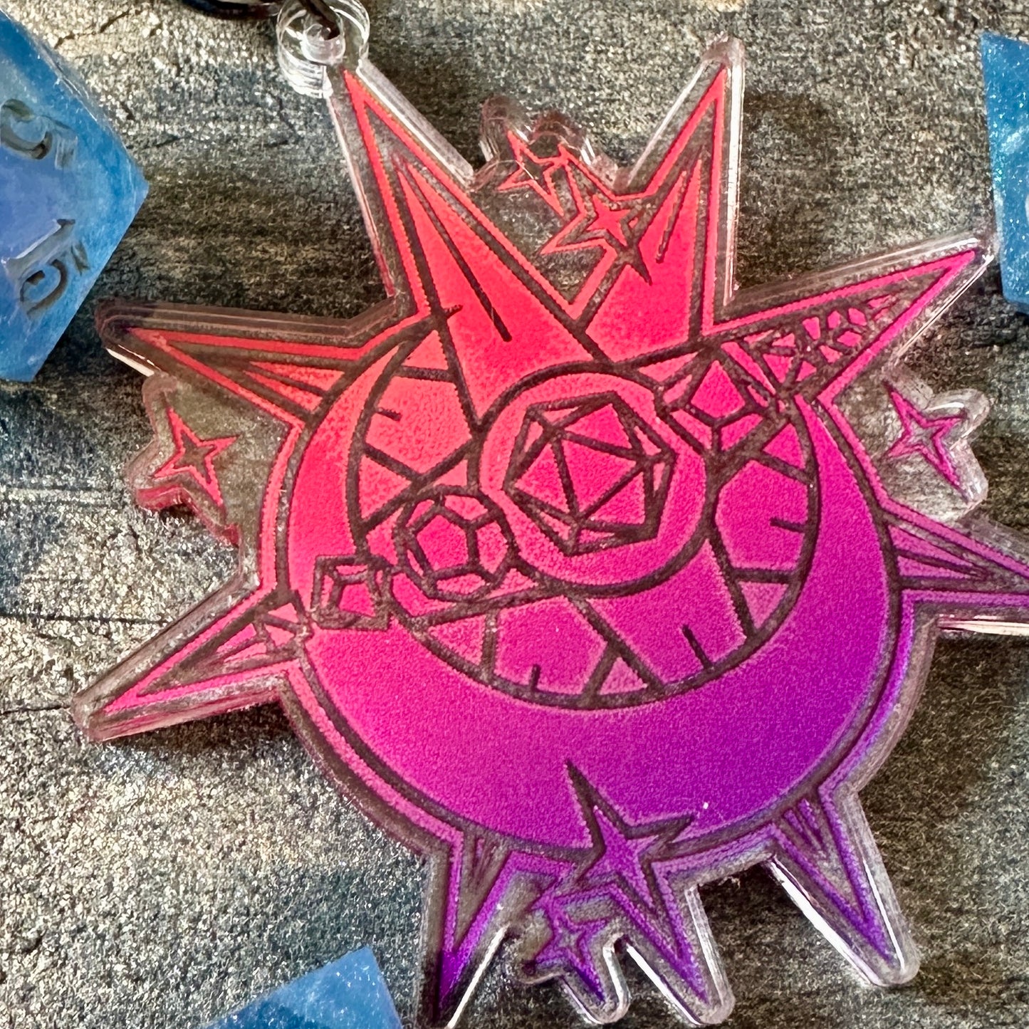 Sunset Moon & Star Acrylic Keyring
