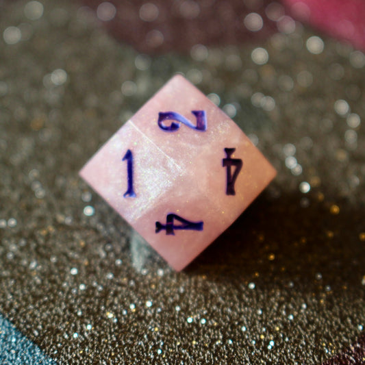 Pink Shimmer Numbered 12 Sided Rhombic D4