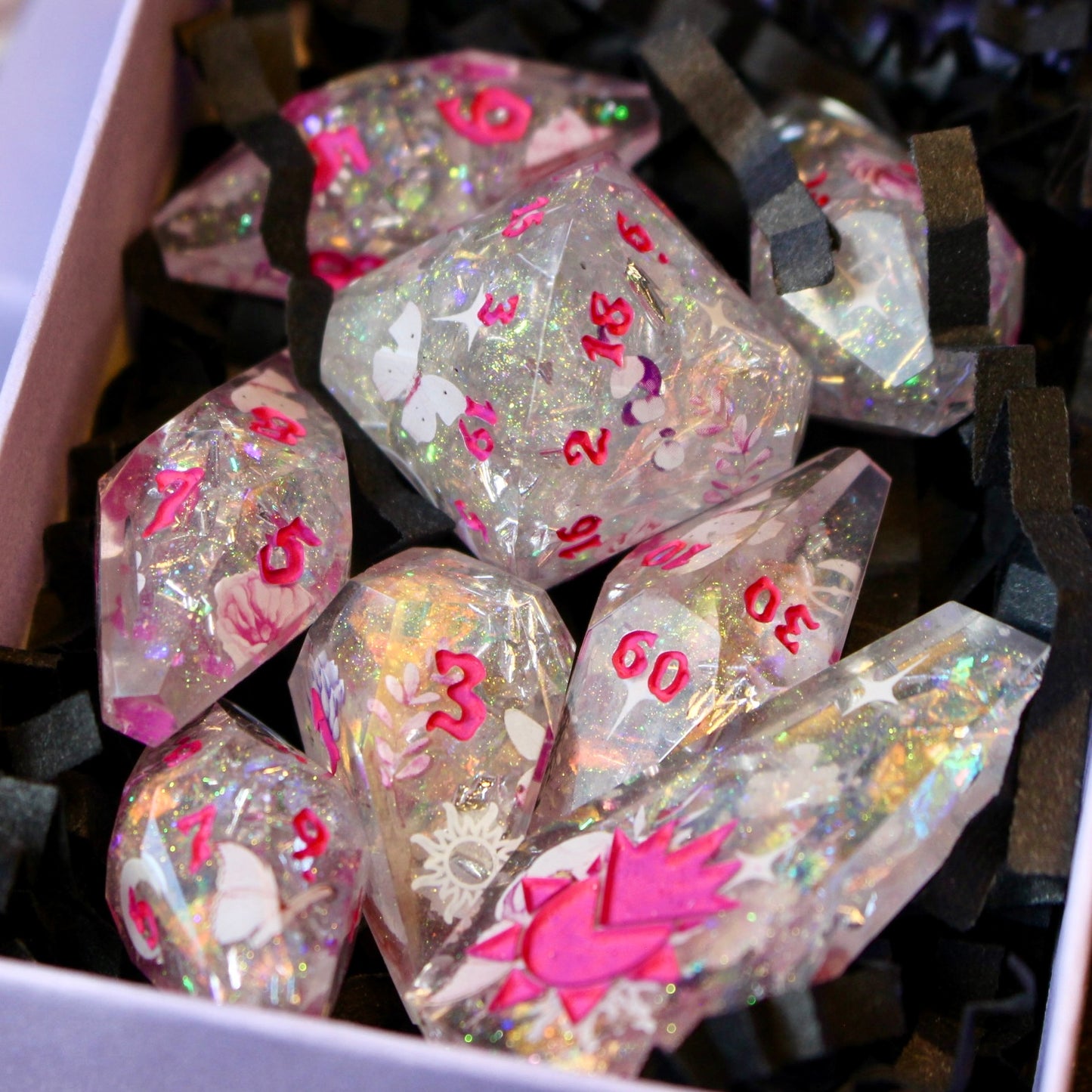 Glass Coffins -   Coffin 8 Piece Dice Set