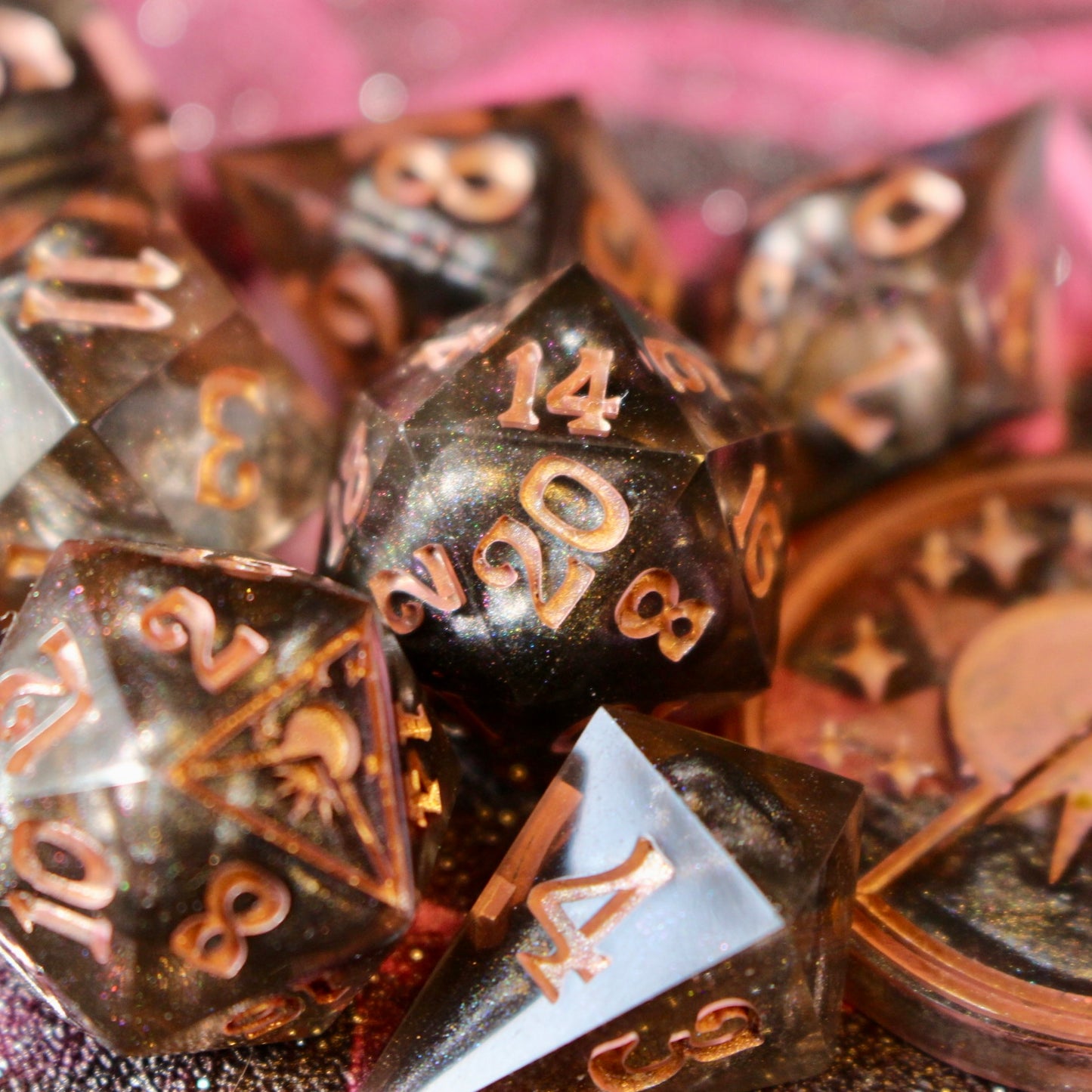 Smoke & Rose - 9 Piece Dice Set