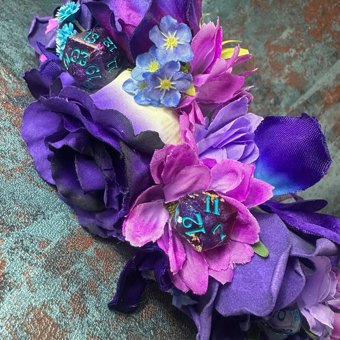 Bright Purple & Pink With Dice Handmade Flower Crown