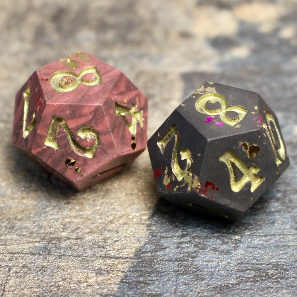 Blood & Darkness Night and Day Duality D12 pair (Jesmonite)