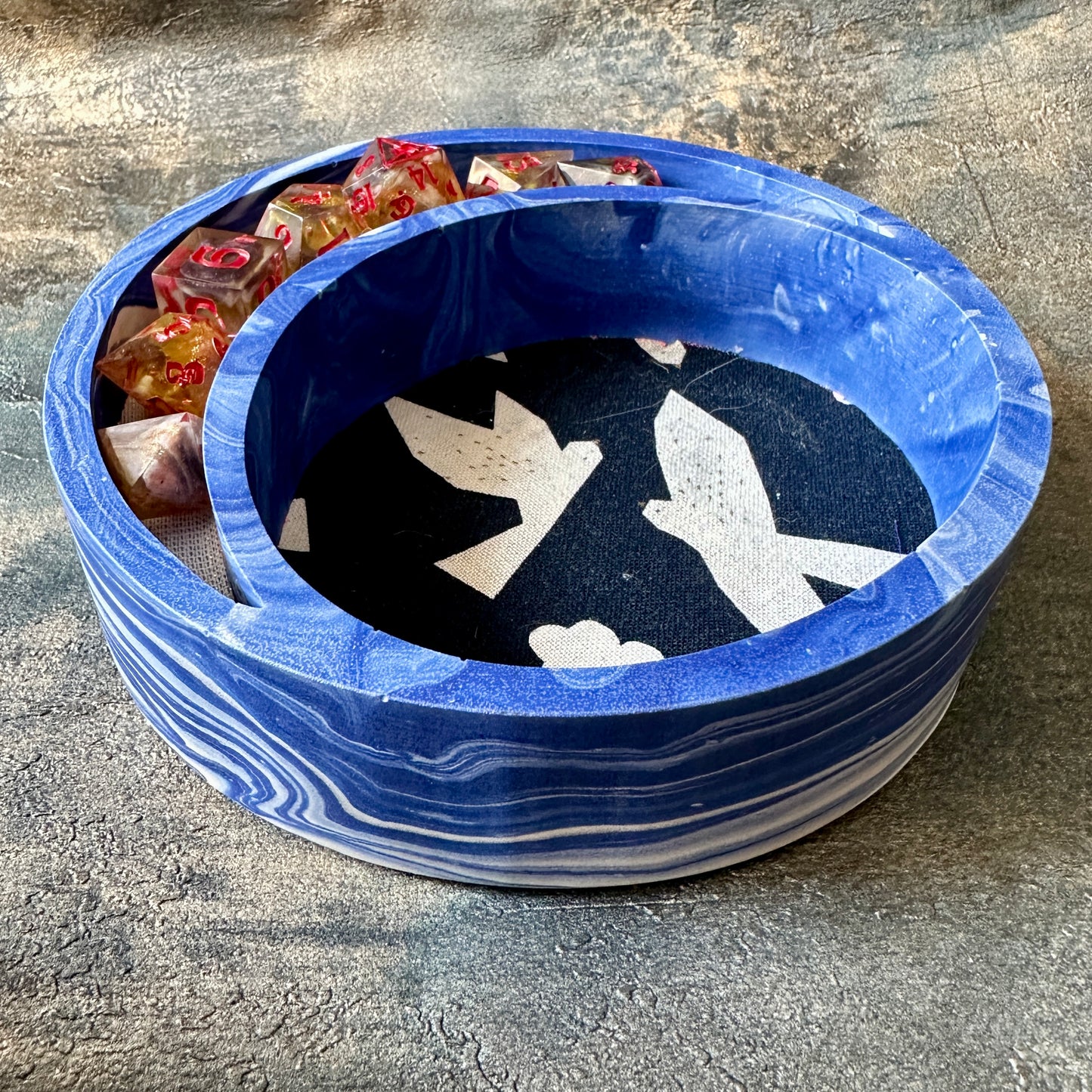Ocean Waves Jesmonite Lunar Dice Rolling tray